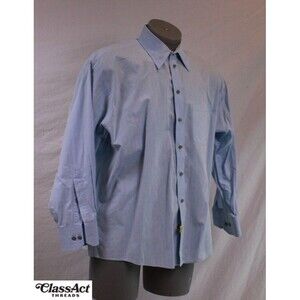 Kenneth Cole New York Mens Dress Shirt Blue Striped 17